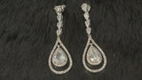 FABIENNE - Long Open Teardrop With CZ Crystal Earrings In Silver