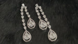 PAULINE - Long Double Teardrop CZ Crystal Earrings In Silver