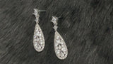 PENELOPE - Pave And Crystal Elongated Teardrop Earrings In Silver