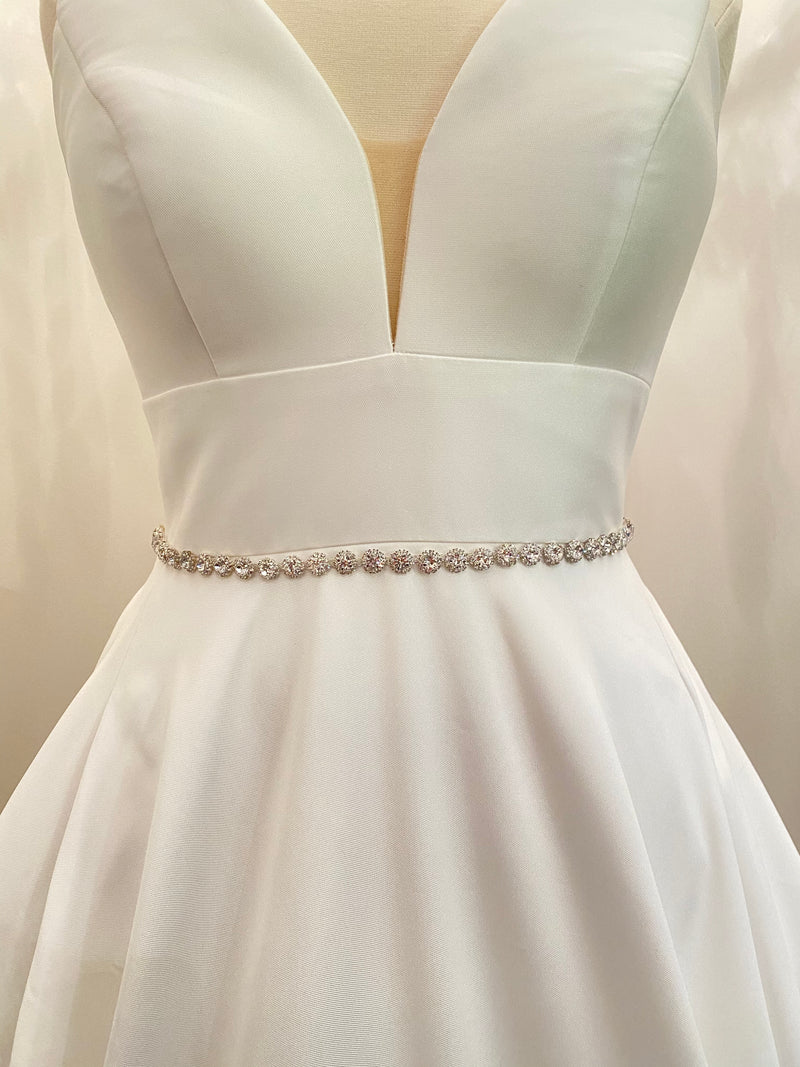 GISELLE - Simple Tennis-Bracelet Style Belt Sash In Silver