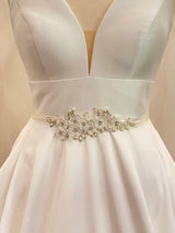 CHELSEA - White Flowers, Pearl Leaves And Crystal Embellishments In Silver