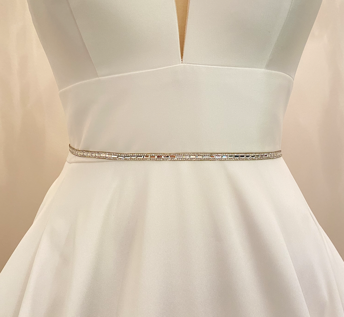 NORA - Chic Ultra-thin Crystal Belt Sash In Silver