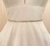 OKSANA - Polished Very Thin Crystal Belt Sash In Silver