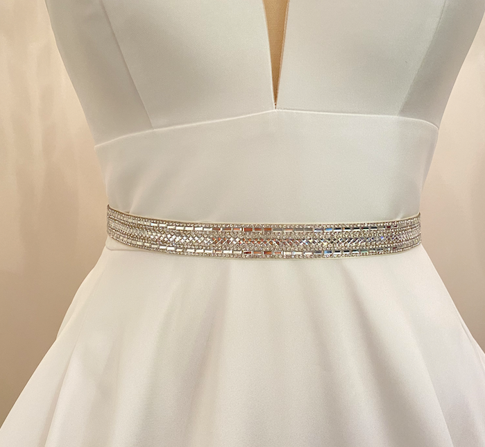 TABETHA - Chic Multi-Shaped Crystal Belt Sash In Silver