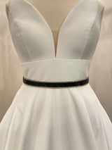 VERENA – Sleek Black Crystal Belt Sash In Silver