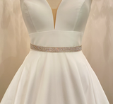 WHITLEY - Intricately-Patterned Crystal Belt Sash In Silver
