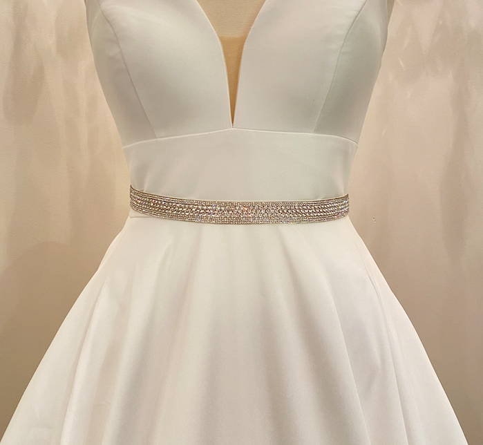 WHITLEY - Intricately-Patterned Crystal Belt Sash In Silver