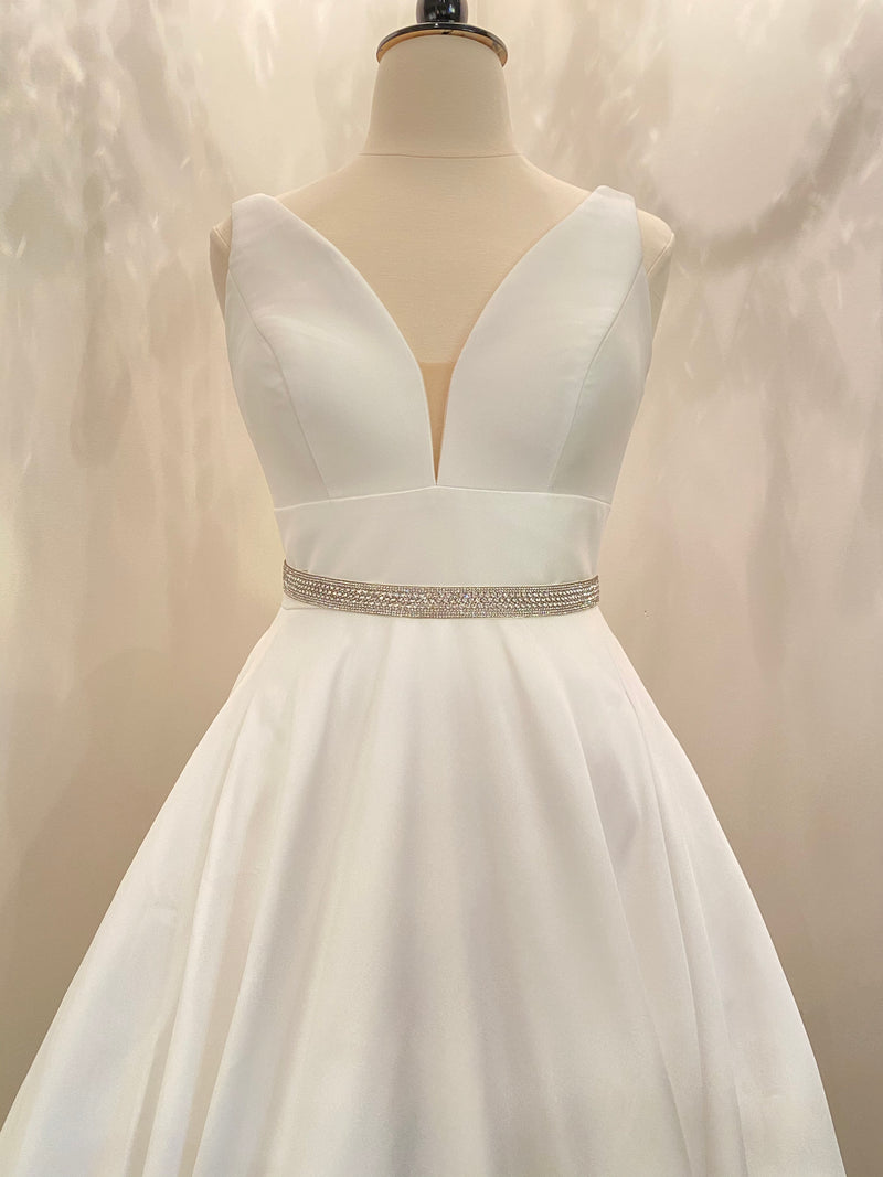 WHITLEY - Intricately-Patterned Crystal Belt Sash In Silver