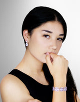 MERIDETH - 6.5" Multi-Shaped CZ  Flower Bracelet In Silver - JohnnyB Jewelry
