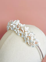 JASMINA- CLAY FLOWER AND LEAVES WITH BEAD TIARA