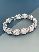 LOLITA - 7" Simple Tennis Bracelet With Oval CZs Bracelet In Silver - JohnnyB Jewelry
