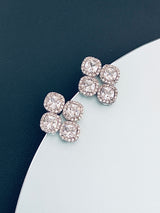 CALAIS - Four-crystal Stud Earrings In Silver - JohnnyB Jewelry
