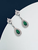 IANTHE - Ornate Teardrop Crystal Earrings In Silver - JohnnyB Jewelry