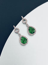 CAMILLA - Round CZ Detailed Teardrop Crystal Earrings In Silver - JohnnyB Jewelry