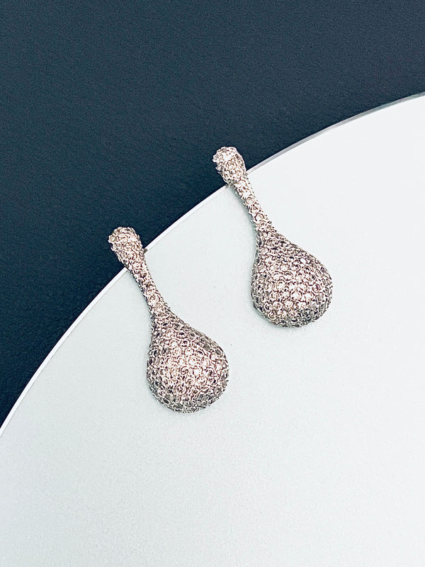 PHAEDRA - CZ Pave Teardrop Stud Earrings In Silver - JohnnyB Jewelry