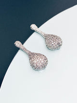 PHAEDRA - CZ Pave Teardrop Stud Earrings In Silver - JohnnyB Jewelry
