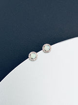 RHEA - Delicate Round-Setting Opal Stud Earrings - JohnnyB Jewelry