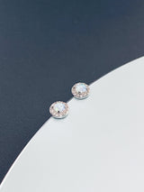 RHEA - Delicate Round-Setting Opal Stud Earrings - JohnnyB Jewelry