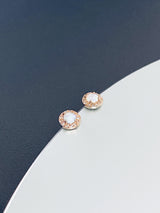 RHEA - Delicate Round-Setting Opal Stud Earrings - JohnnyB Jewelry