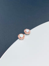 RHEA - Delicate Round-Setting Opal Stud Earrings In Rose Gold - JohnnyB Jewelry