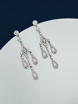 BARBARA - Dangle CZ Crystal Chandelier Earrings In Silver - JohnnyB Jewelry
