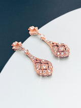 FRANCES - Round CZ Art Deco Style Drop Earrings - JohnnyB Jewelry