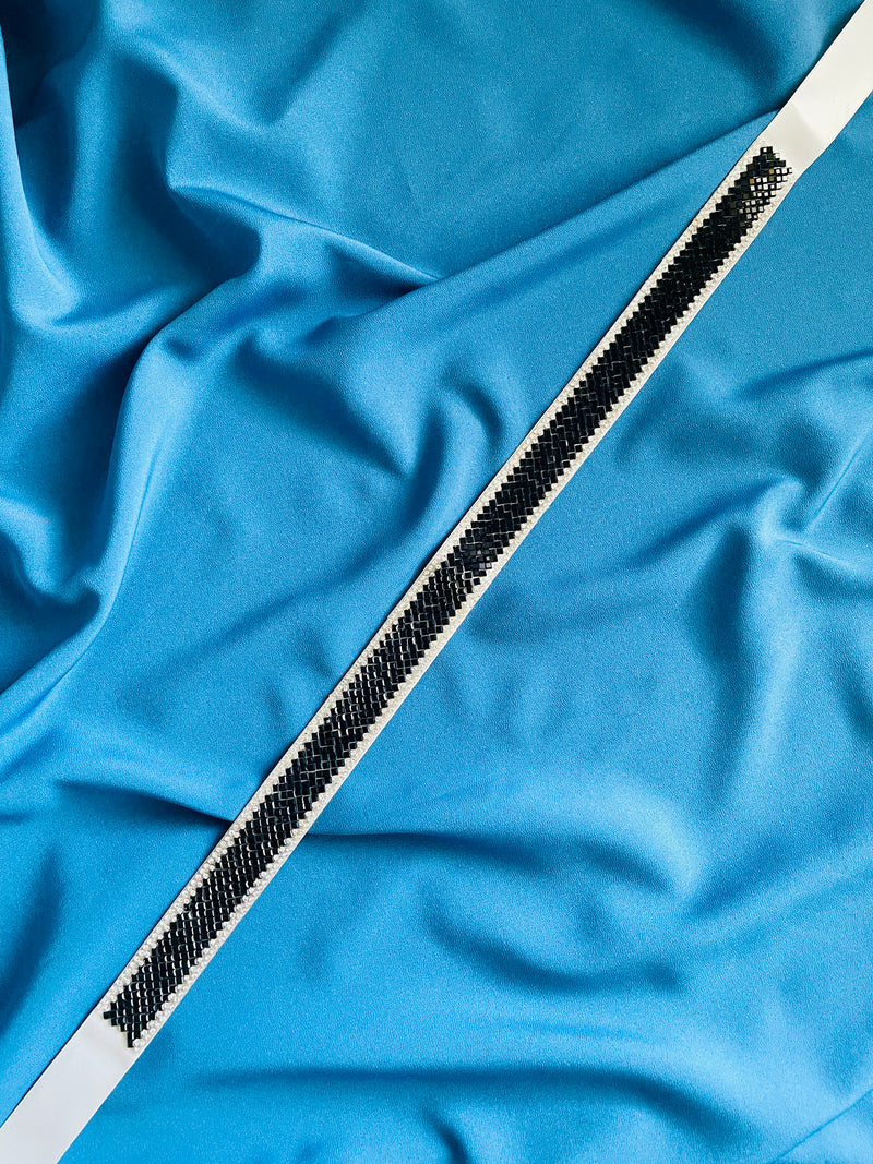 VERENA – Sleek Black Crystal Belt Sash In Silver