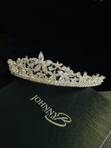 TATIANA - Floral-Patterned CZ Tiara In Silver