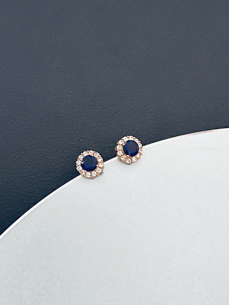 AVA - Circle-Setting CZ Crystal Stud Earrings - JohnnyB Jewelry