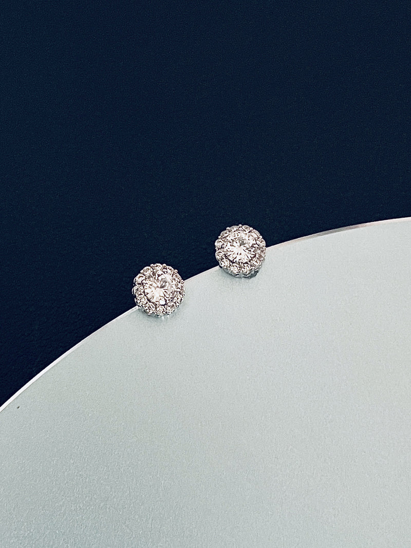 AVA - Circle-Setting CZ Crystal Stud Earrings - JohnnyB Jewelry