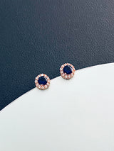 AVA - Circle-Setting CZ Crystal Stud Earrings - JohnnyB Jewelry