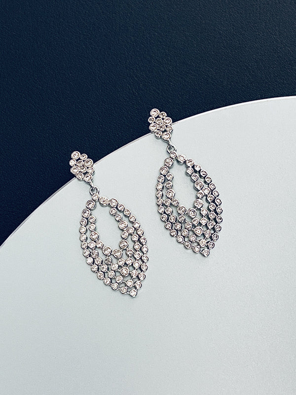 BRINLEY - Multi-Crystal Almond-Shaped Drop Earrings - JohnnyB Jewelry