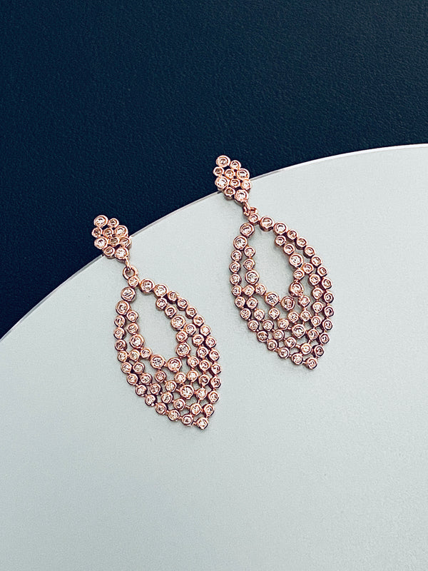 BRINLEY - Multi-Crystal Almond-Shaped Drop Earrings - JohnnyB Jewelry