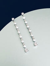 ALLURA - Delicate Slim Pearl and CZ Drop 2-Way Style Earrings In Silver - JohnnyB Jewelry