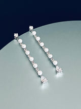 ALLURA - Delicate Slim Pearl and CZ Drop 2-Way Style Earrings In Silver - JohnnyB Jewelry