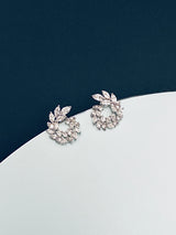 ROSETTE - Multi-Crystal Small Wreath-Shaped Stud Earrings In Silver