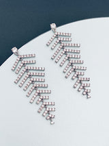 FERNE - CZ Detailed Drop Earrings In Silver - JohnnyB Jewelry