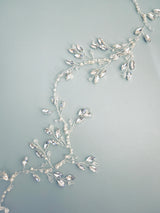 ANDROMEDA - Marquise Crystal Leaves And Pearls Hair Circlet In Silver