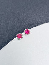 THAIS - Classic Round CZ Stud Earrings In Silver - JohnnyB Jewelry