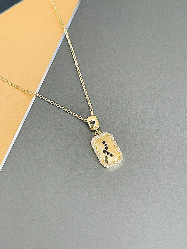 ORIAH - Modern-Style With CZ Lightening Motif Necklace In 14k Gold