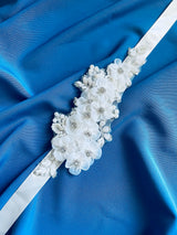 CHELSEA - White Flowers, Pearl Leaves And Crystal Embellishments In Silver
