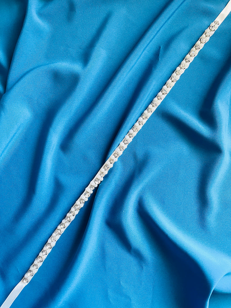 RIHANNA - Simple Yet Stunning Crystal Belt Sash In Silver