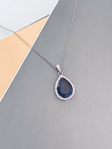 TRISTA - Simple But Elegant Teardrop With CZ Setting Pendant Necklace In Silver - JohnnyB Jewelry