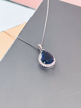 TRISTA - Simple But Elegant Teardrop With CZ Setting Pendant Necklace In Silver - JohnnyB Jewelry