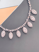 KINSLEY - Clear Marquise-Shaped CZ Necklace And Matching Drop Earrings In Silver
