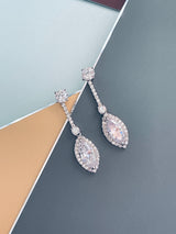 KINSLEY - Clear Marquise-Shaped CZ Necklace And Matching Drop Earrings In Silver