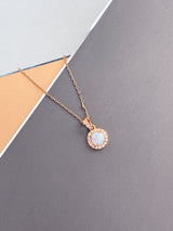 LILY - Delicate CZ-Surrounded Opal Pendant - JohnnyB Jewelry