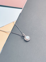 LILY - Delicate CZ-Surrounded Opal Pendant - JohnnyB Jewelry