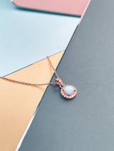 LILY - Delicate CZ-Surrounded Opal Pendant In Rose Gold - JohnnyB Jewelry