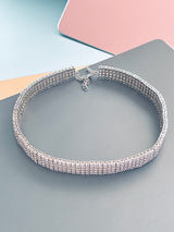 RHIANNON - Striking Four-Layer Round CZ Choker Necklace In Silver